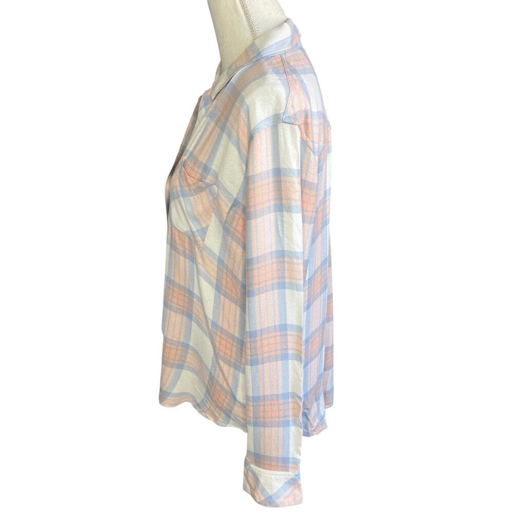 Rails Pastel Plaid Button-Up in Peach & Light Blue western fall size large - Picture 5 of 7